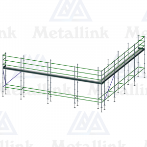3D model of a 21m ringlock scaffold, perfect for single-storey roof edge protection.