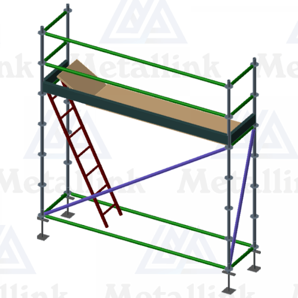 3m Ringlock Scaffold / Scaffolding Package, Single Level, with Hatch & Ladder