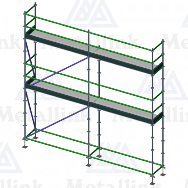 Diagram of a two-storey 5m-long ringlock scaffold for sale.