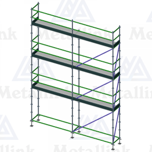Layout of a three-storey 5m ringlock scaffold.