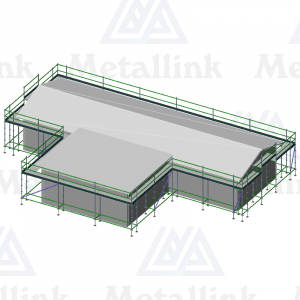 Layout diagram of 60m ringlock scaffolding house package, single level.
