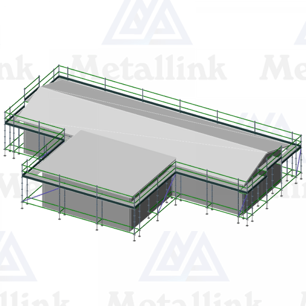 Layout diagram of 60m ringlock scaffolding house package, single level.