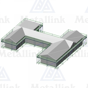 Layout diagram of a 105m Developer's Package of ringlock scaffolding around a typical New Zealand house.